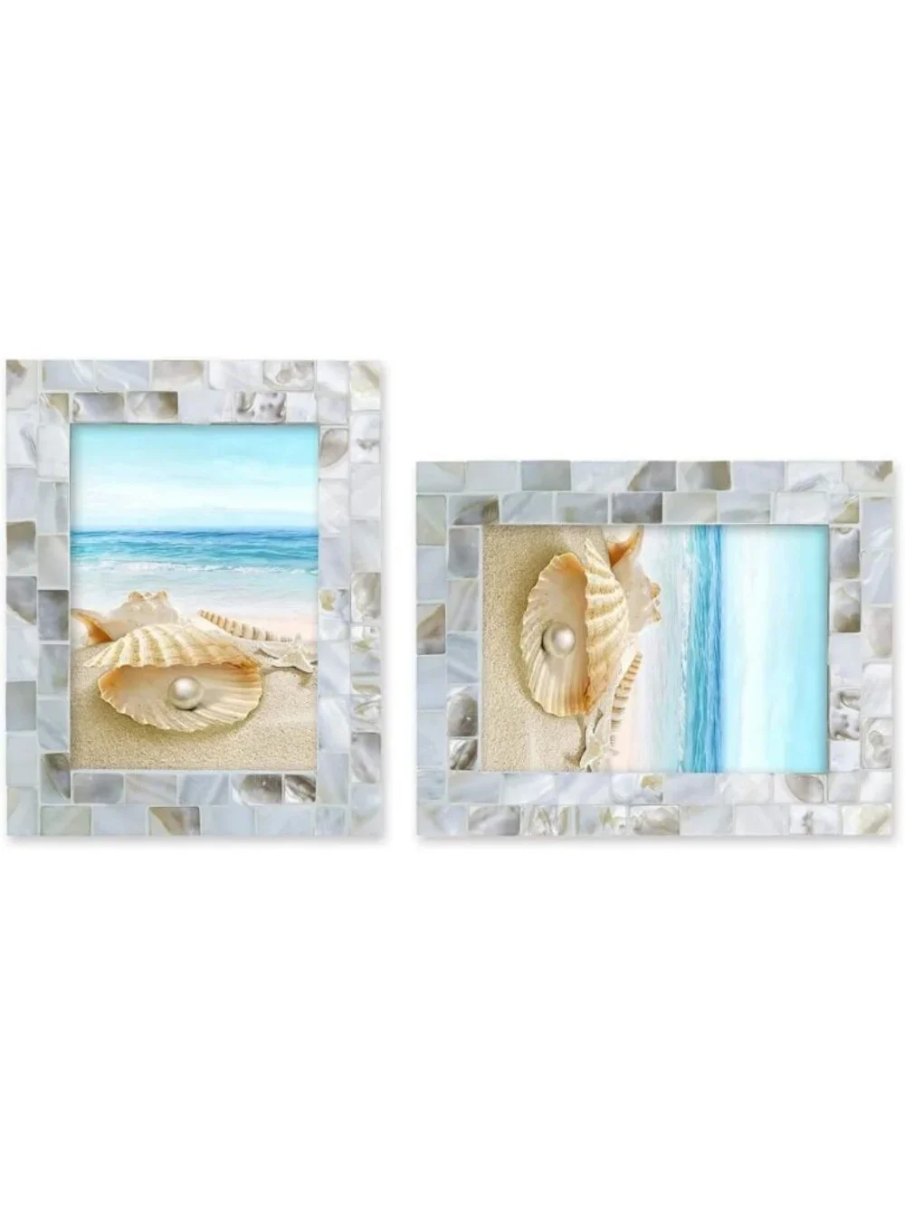 Vintage Mother of Pearl Picture Frame 4x6 - Unique Chic Mosaic Beach Decor